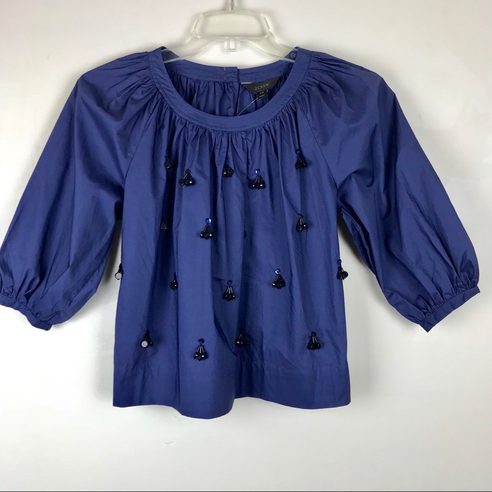 NWOT J. CREW The perfect embellished blue top